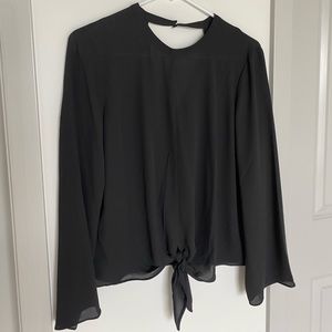 Black Tie Front Blouse